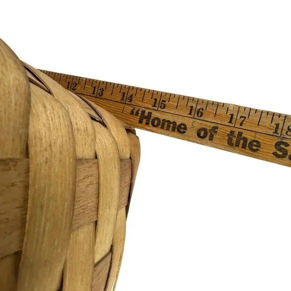 Vtg Basketville Woven Wood Picnic Basket Swing Handles Farmhouse Rustic Decor - Picture 8 of 16